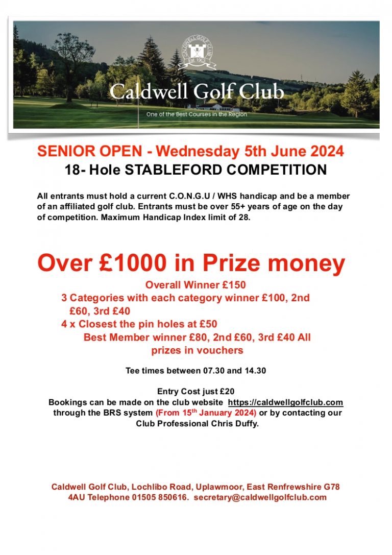 2024 Caldwell Senior Open Caldwell Golf Club